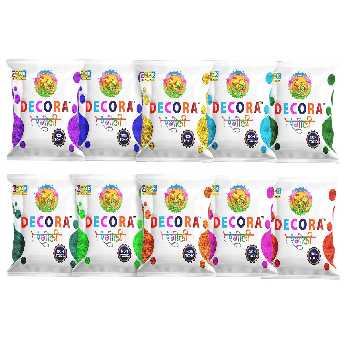 Decora rangoli colour powder pouches pack of 10