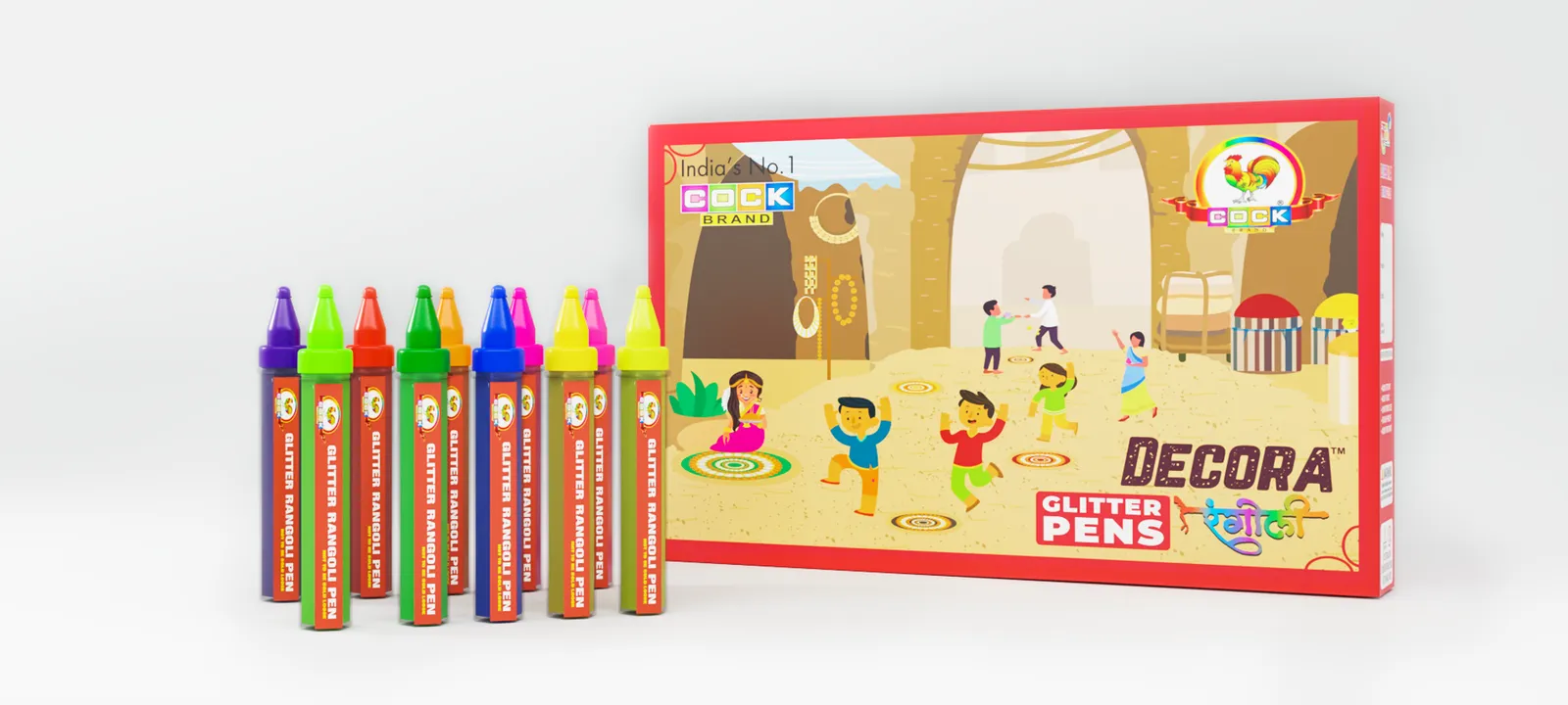 Decora rangoli colour pens in a retail pack