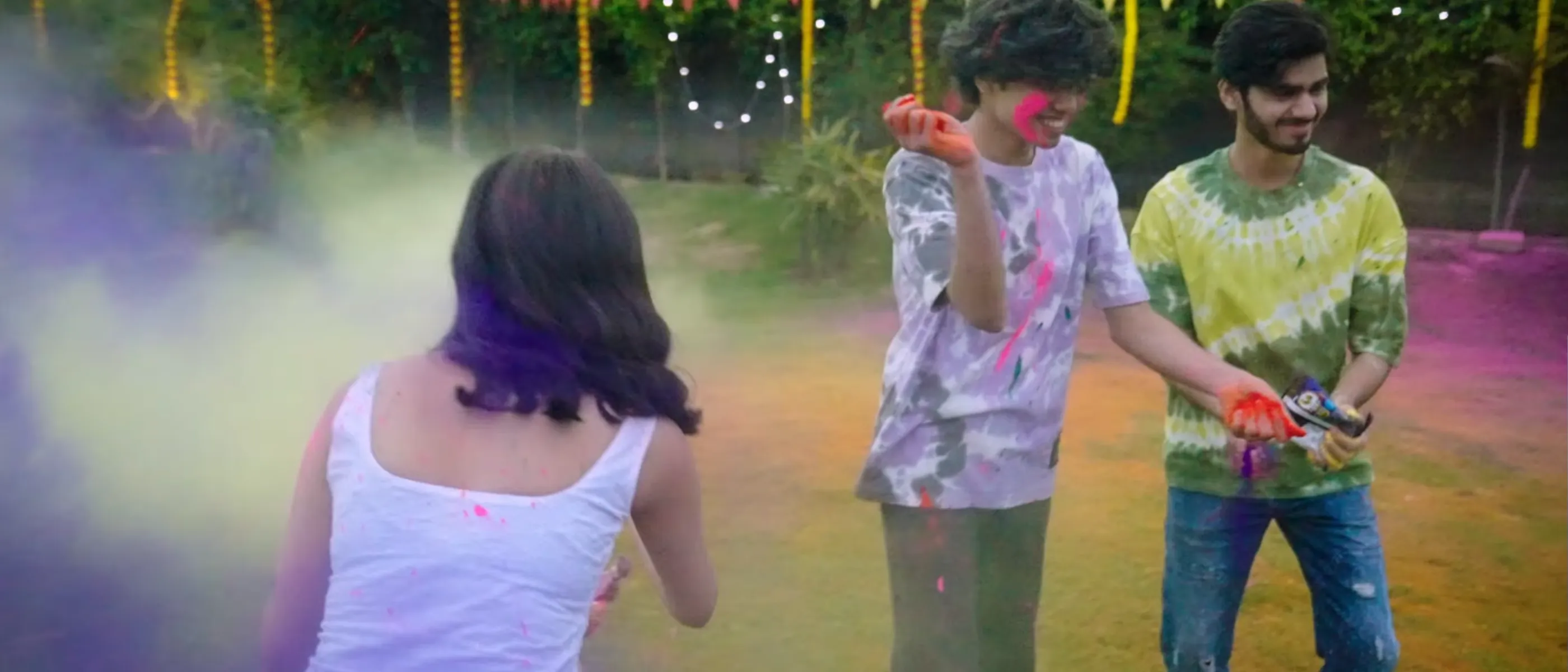 Holi celebration with Cock Colours gulal in the air